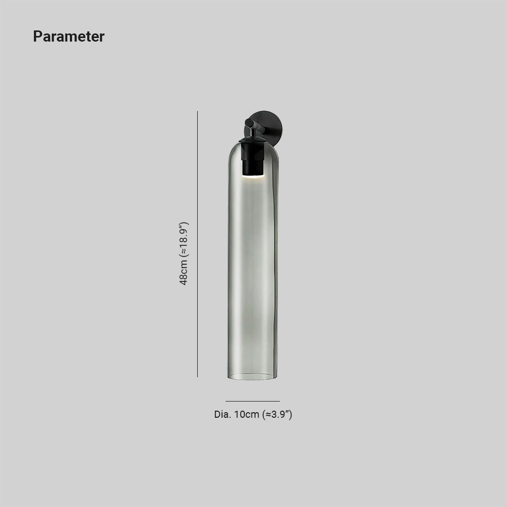 Cylindrical Wall Sconce, Aria Glass Shade in 3 Metal & 7 Glass Finishes