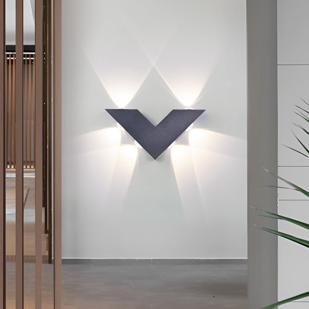 Washer-Style Aluminum Wall Light, V-Shaped Warm LED Beam, IP65 Rated