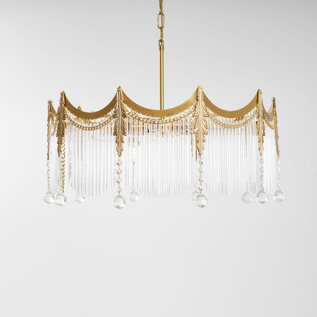 Vacarro Chandelier, Copper Finish, Clear Glass Shades, Multi-Light