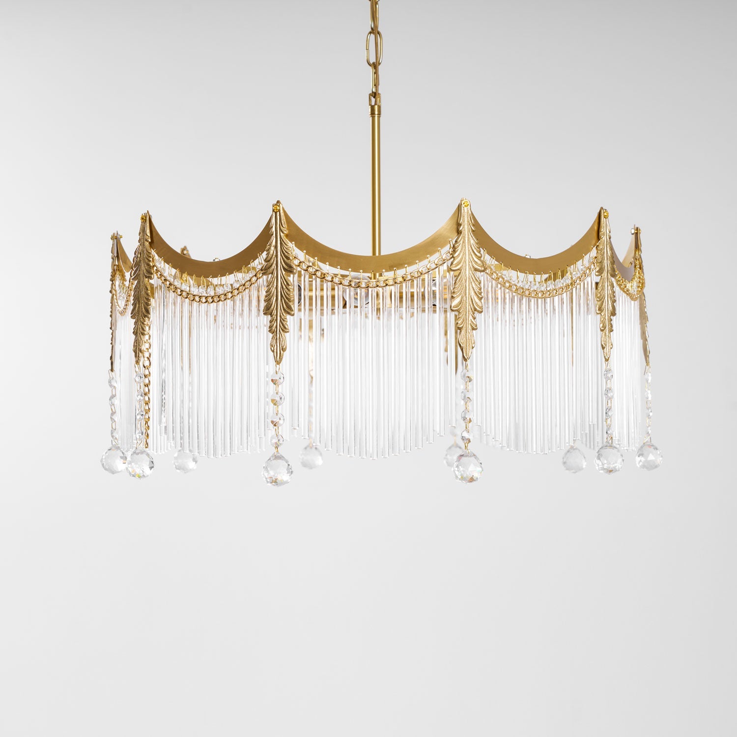 Vacarro Chandelier, Copper Finish, Clear Glass Shades, Multi-Light
