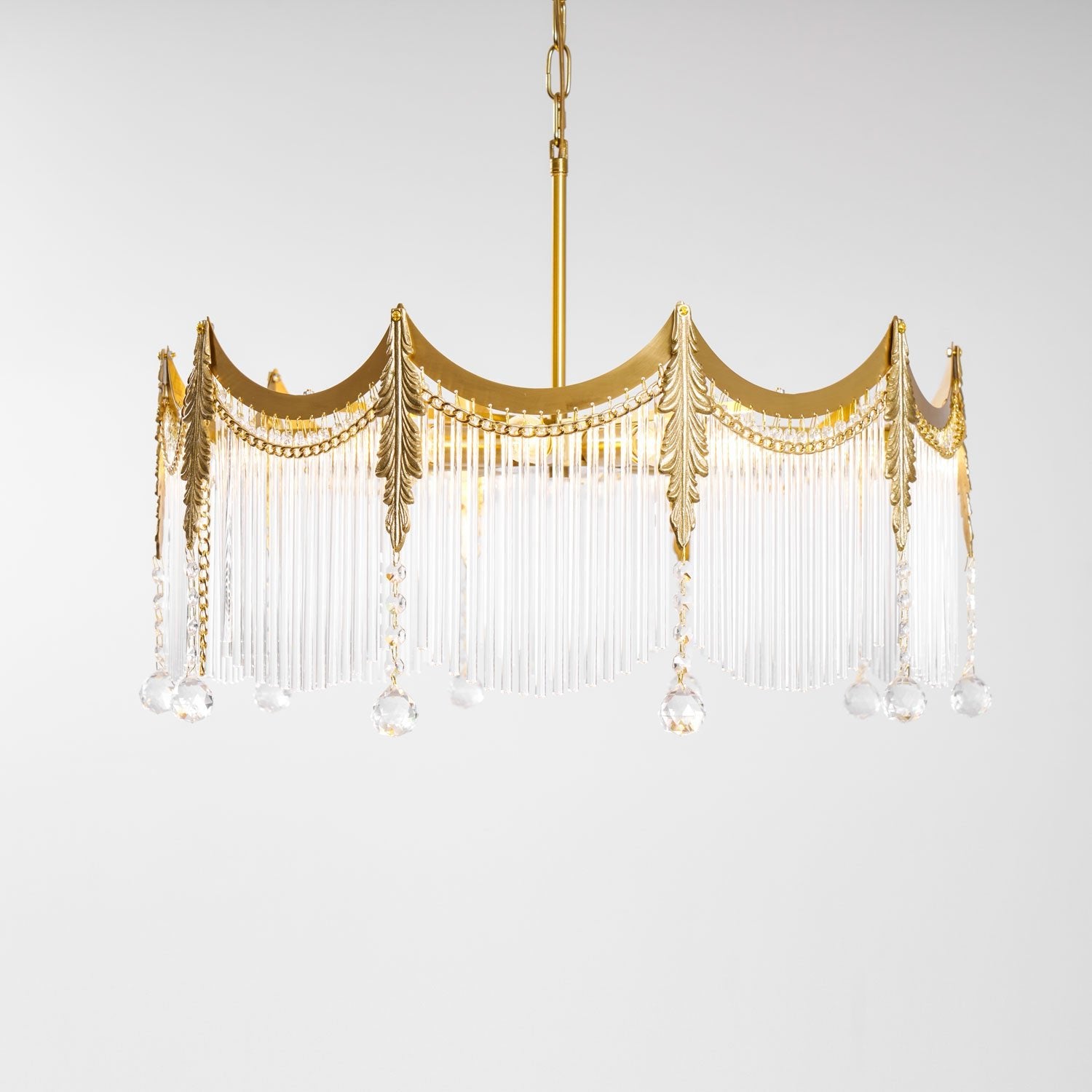 Vacarro Chandelier, Copper Finish, Clear Glass Shades, Multi-Light
