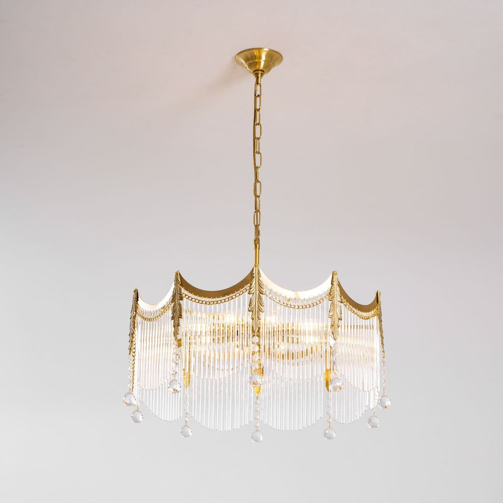 Vacarro Chandelier, Copper Finish, Clear Glass Shades, Multi-Light
