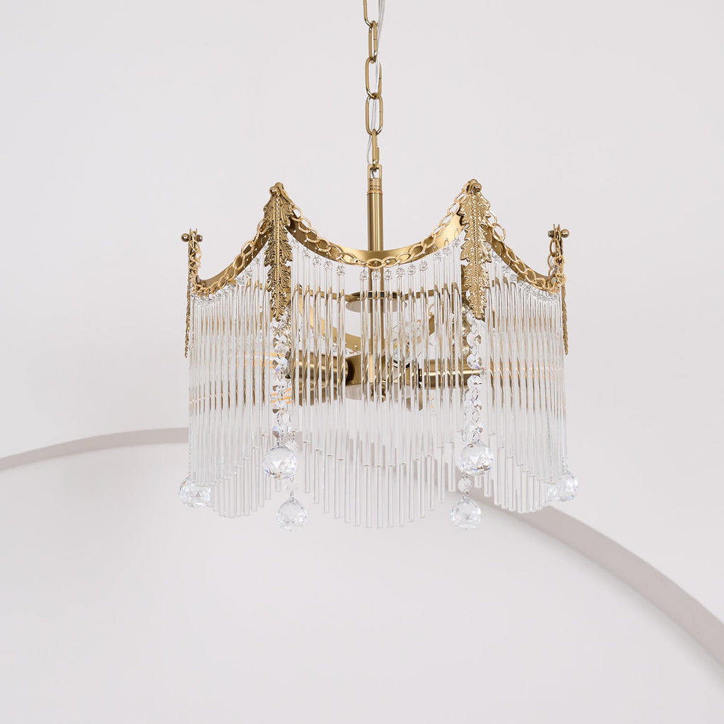 Vacarro Chandelier, Copper Finish, Clear Glass Shades, Multi-Light