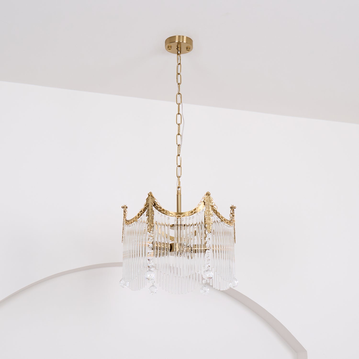 Vacarro Chandelier, Copper Finish, Clear Glass Shades, Multi-Light