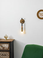 Toam Wall Lamp, Antique Brass and Marble or Jasper, Warm Sconce