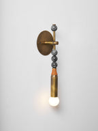 Toam Wall Lamp, Antique Brass and Marble or Jasper, Warm Sconce
