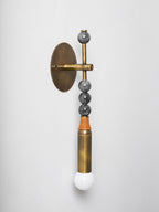 Toam Wall Lamp, Antique Brass and Marble or Jasper, Warm Sconce