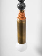 Toam Wall Lamp, Antique Brass and Marble or Jasper, Warm Sconce