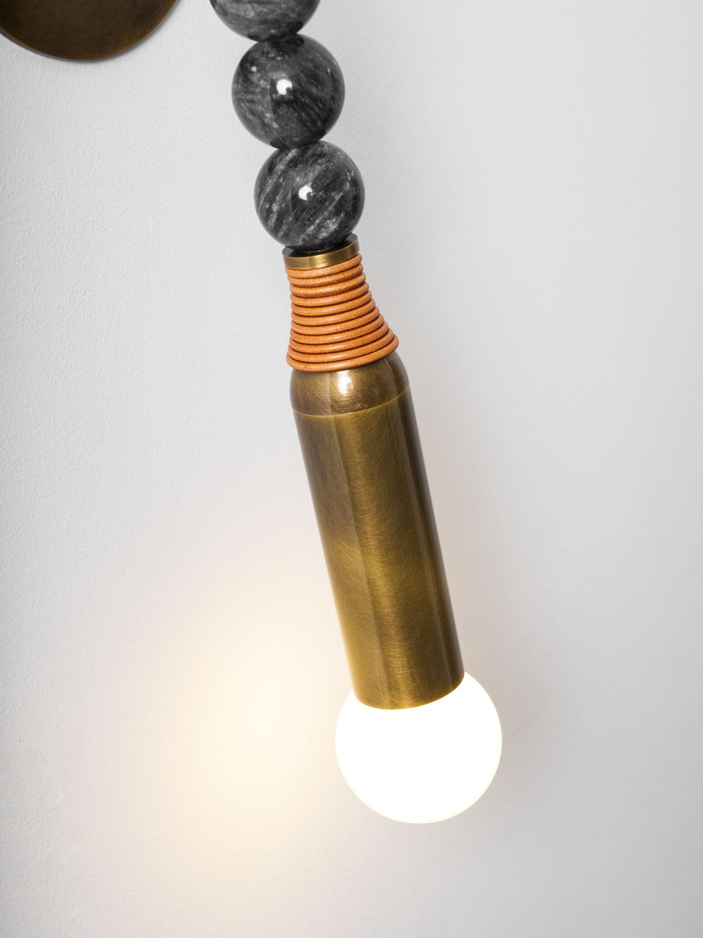 Toam Wall Lamp, Antique Brass and Marble or Jasper, Warm Sconce