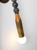 Toam Wall Lamp, Antique Brass and Marble or Jasper, Warm Sconce