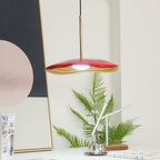 Pendant light glowing softly in a cozy dining space