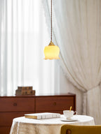 Valley Flower pendellampe, messingfinish, hvid eller beige bladdæksel