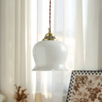 Valley Flower pendellampe, messingfinish, hvid eller beige bladdæksel