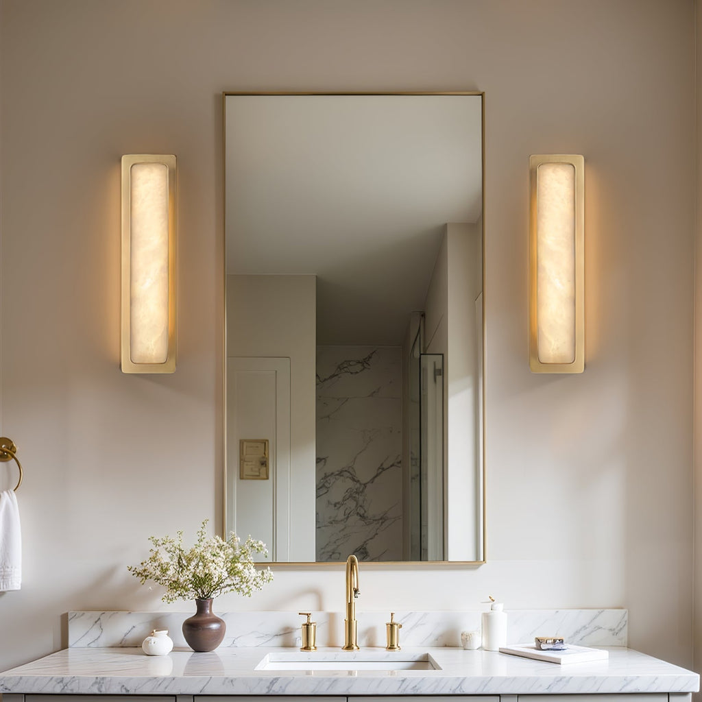 Ollore Linear Alabaster Wall Light, Black or Gold Finish, Integrated LED