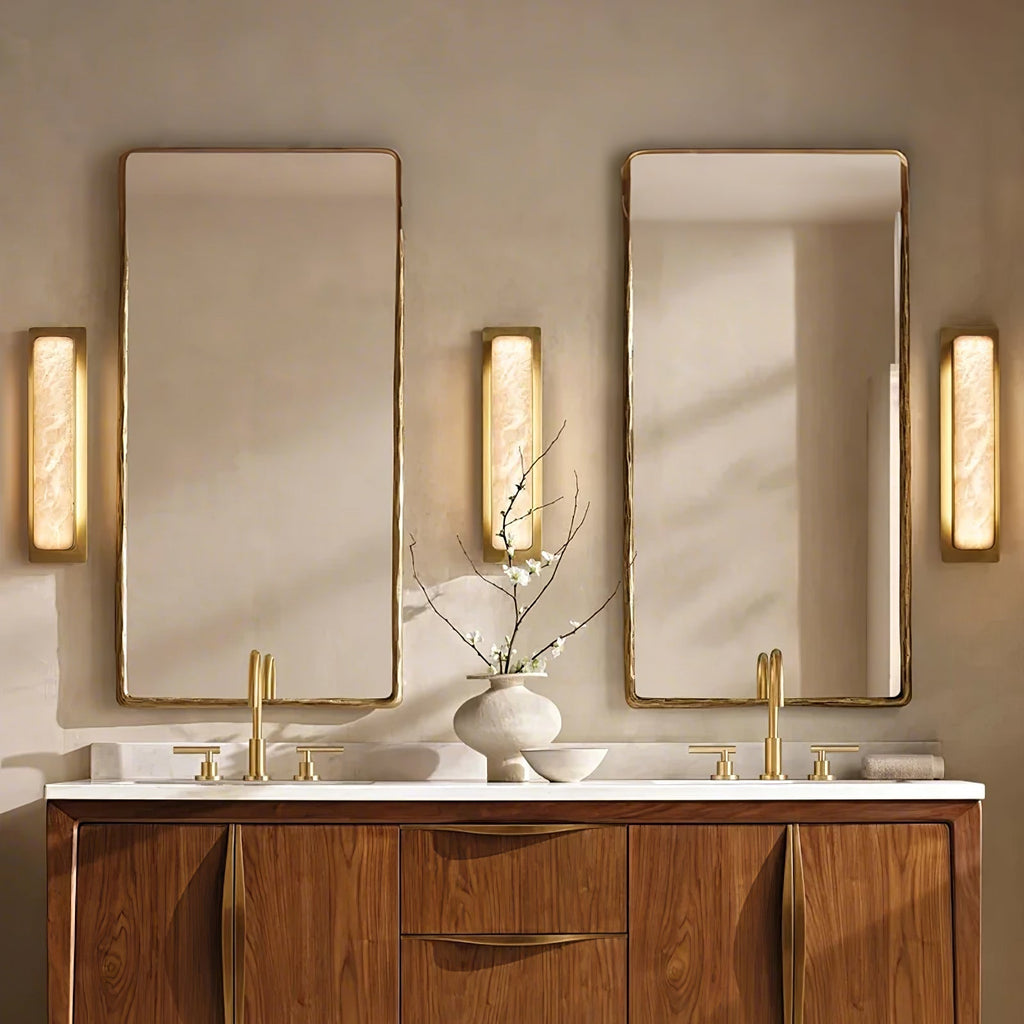 Ollore Linear Alabaster Wall Light, Black or Gold Finish, Integrated LED