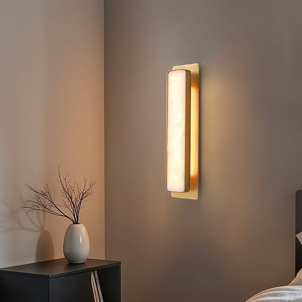 Ollore Linear Alabaster Wall Light, Black or Gold Finish, Integrated LED