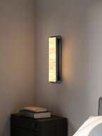Ollore Linear Alabaster Wall Light, Black or Gold Finish, Integrated LED