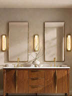 Ollore Linear Alabaster Wall Light, Black or Gold Finish, Integrated LED