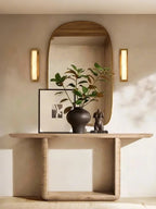 Ollore Linear Alabaster Wall Light, Black or Gold Finish, Integrated LED
