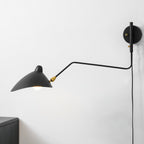 Adjustable wall sconce angled over a console table