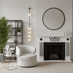Vertical wall lamp with globe shades displayed against white