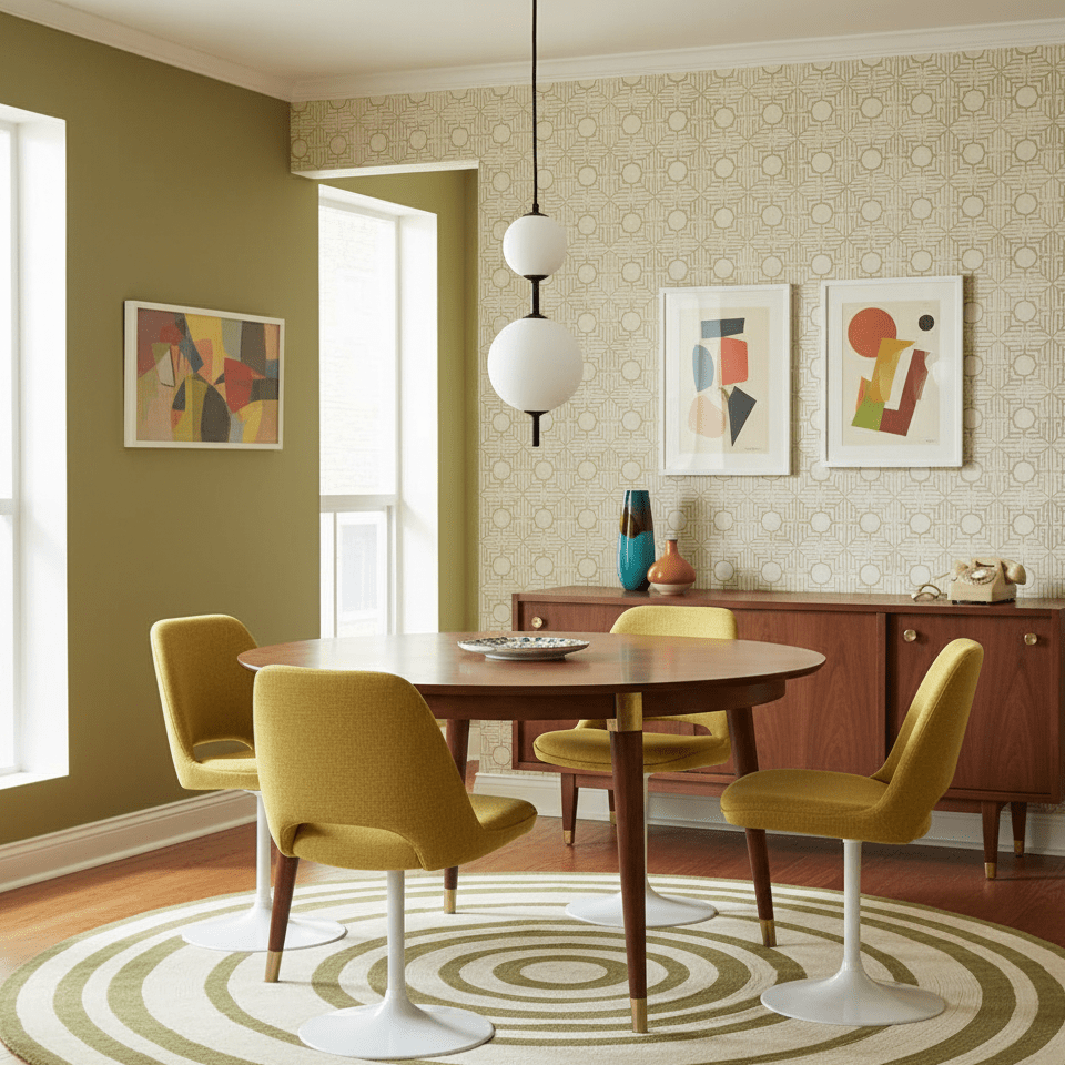 Brass globe pendant light angled to show the stem