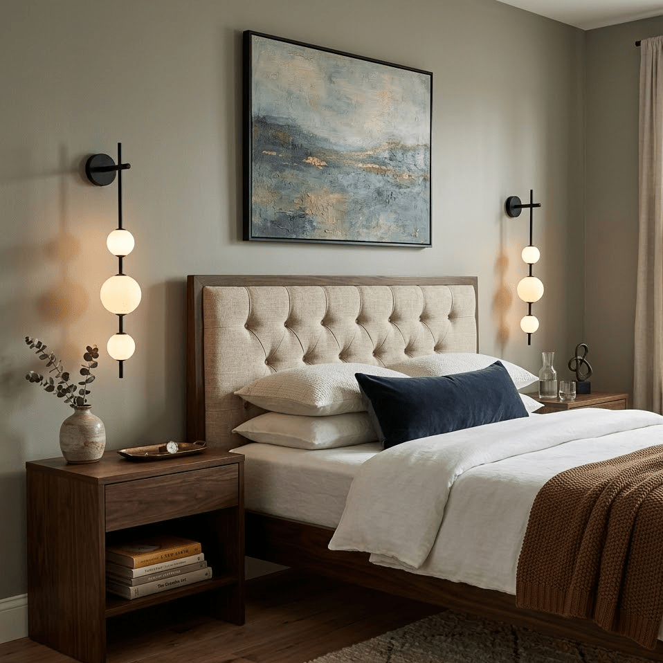Glass globe wall lamp shown from the front on white