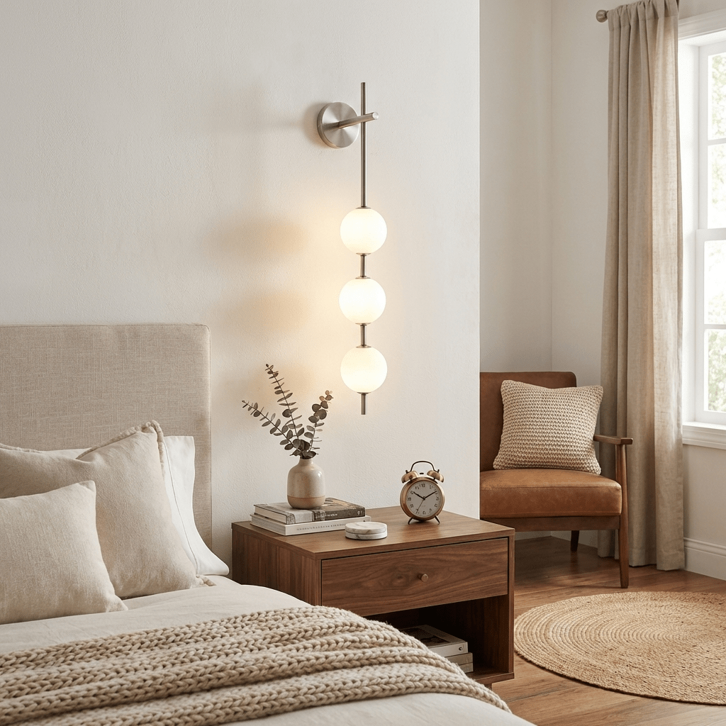 Vertical globe wall lamp shown against a plain white background