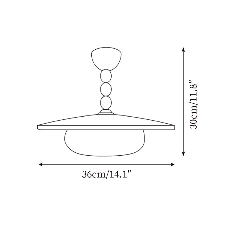 Muto Walnut Wood Ceiling Light With Faux-Alabaster Diffuser, Brass Accents