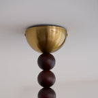 Muto Walnut Wood Ceiling Light With Faux-Alabaster Diffuser, Brass Accents