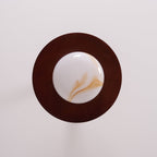 Muto Walnut Wood Ceiling Light With Faux-Alabaster Diffuser, Brass Accents