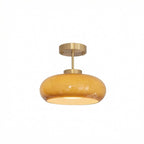 Vintage Copper Nordic Ceiling Light With Amber Glass Fixture