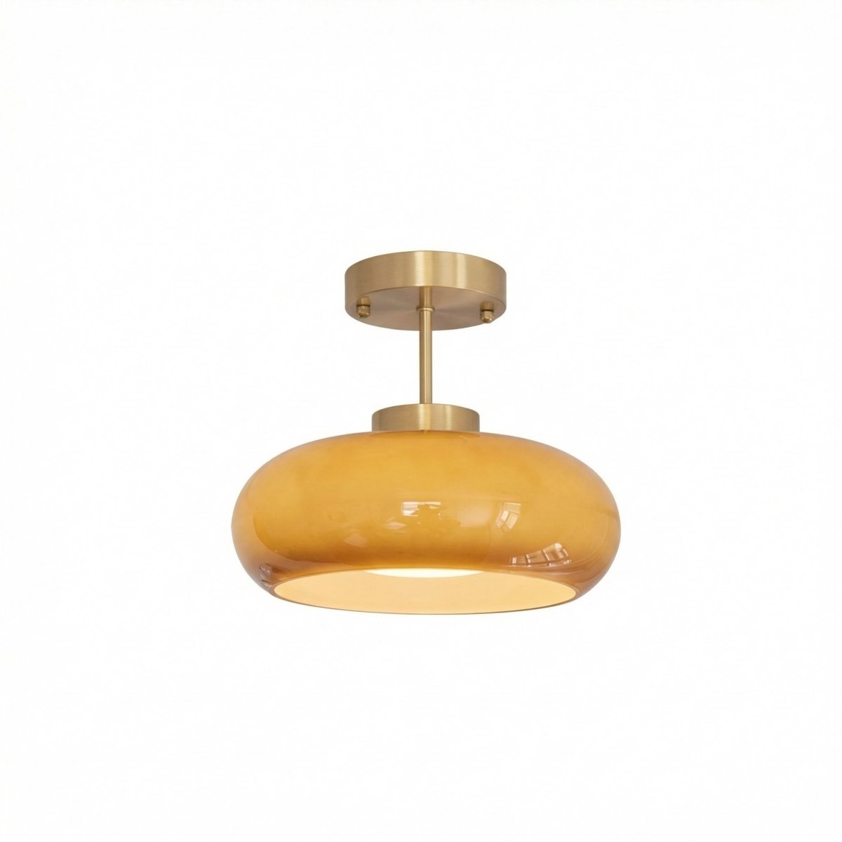 Vintage Copper Nordic Ceiling Light With Amber Glass Fixture