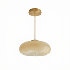 Vintage Copper Nordic Ceiling Light With Amber Glass Fixture