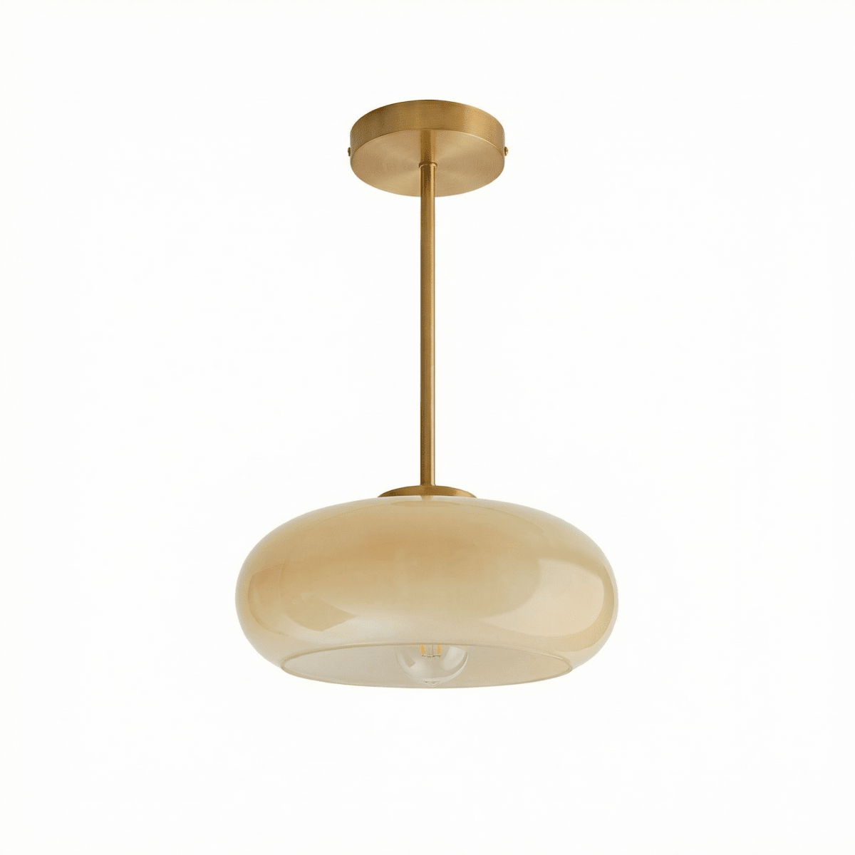 Vintage Copper Nordic Ceiling Light With Amber Glass Fixture