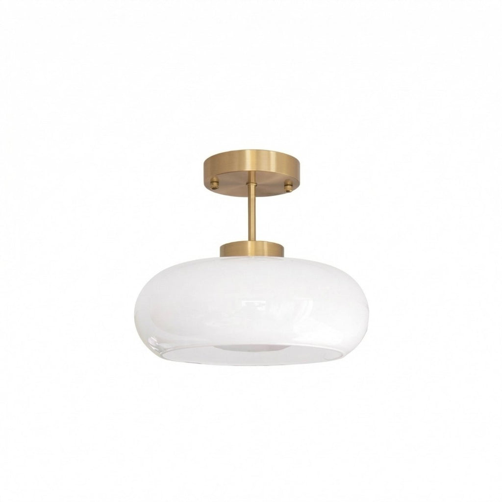 Vintage Copper Nordic Ceiling Light With Amber Glass Fixture