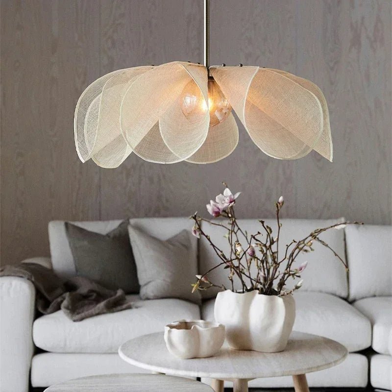 Vintage Fabric Floral Pendant Light 12 Inch Shade For Modern Living Rooms
