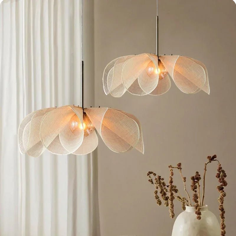 Vintage Fabric Floral Pendant Light 12 Inch Shade For Modern Living Rooms
