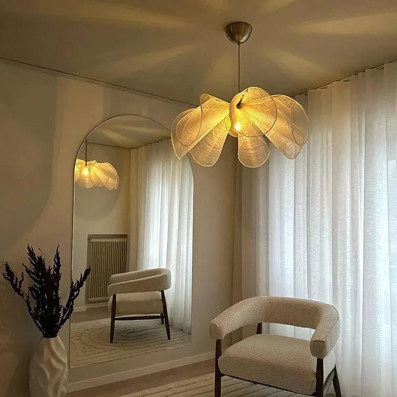 Vintage Fabric Floral Pendant Light 12 Inch Shade For Modern Living Rooms