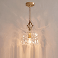 Brass Crystal Pendant Light With Vintage Glass Shade 12 Inch