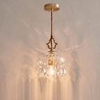Brass Crystal Pendant Light With Vintage Glass Shade 12 Inch