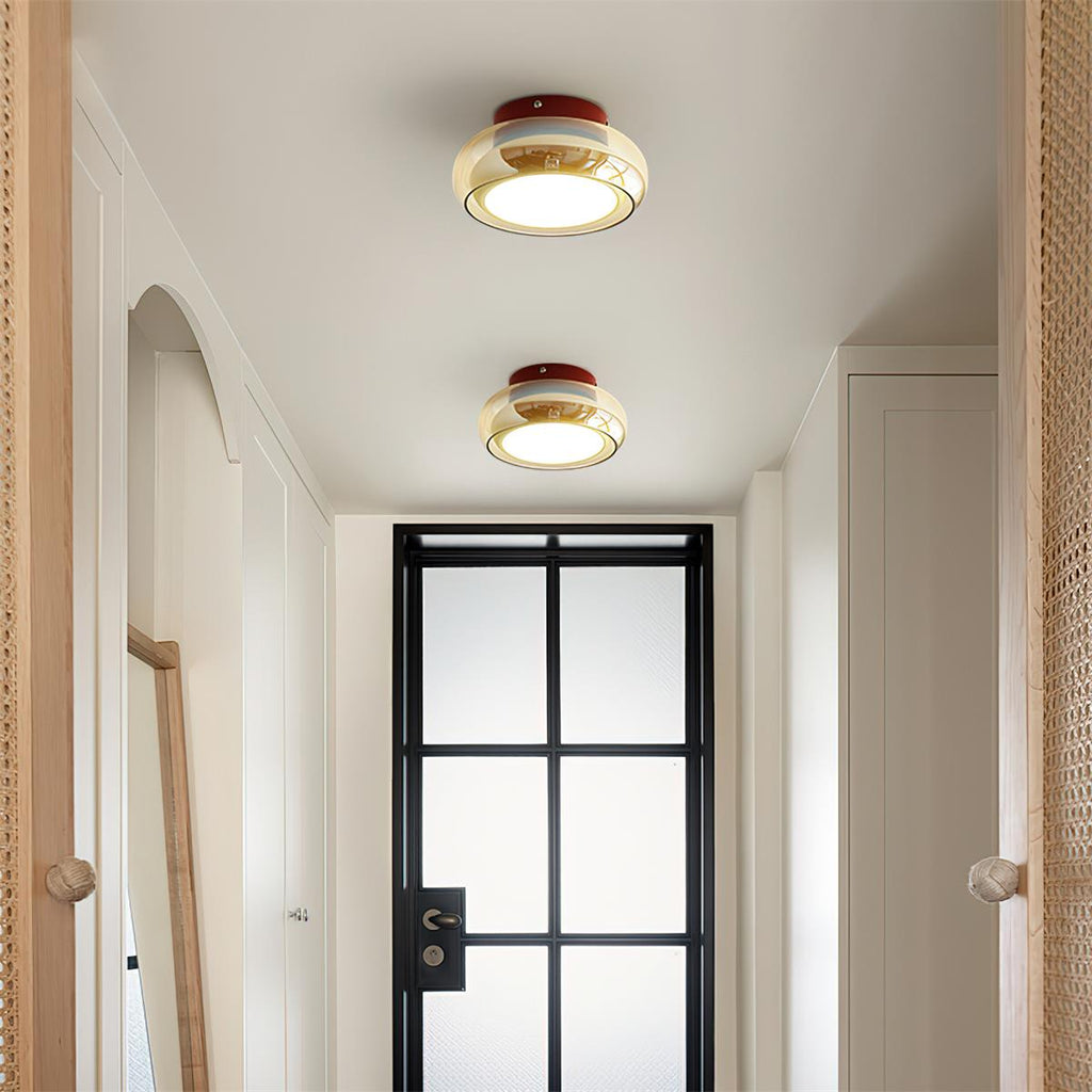 Vintage Style Ceiling Light With Glass Shade And Flush Mount