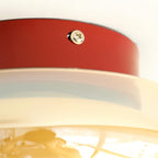 Vintage Style Ceiling Light With Glass Shade And Flush Mount