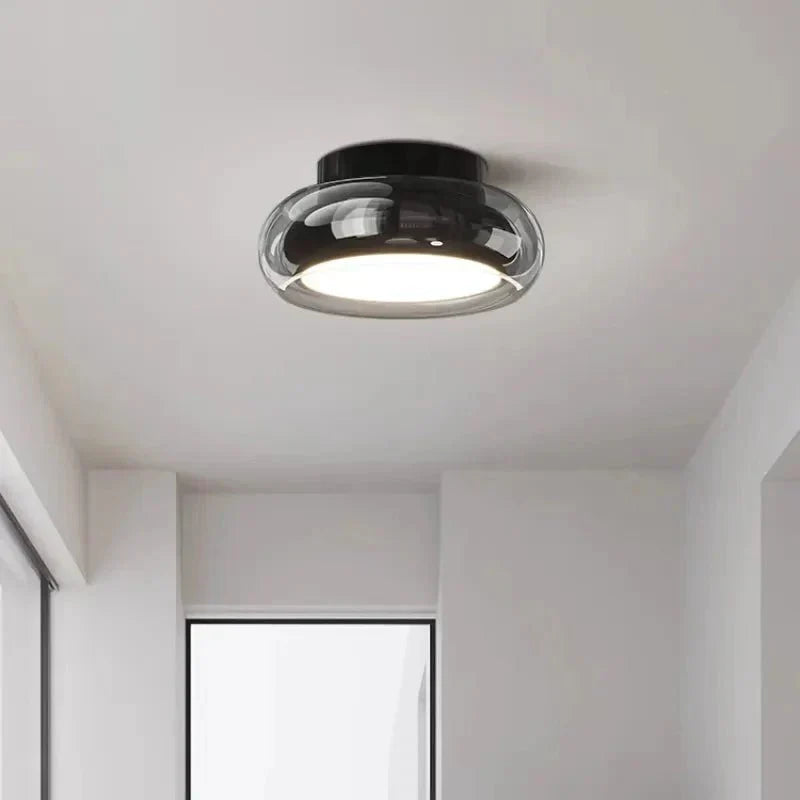 Vintage Style Ceiling Light With Glass Shade And Flush Mount