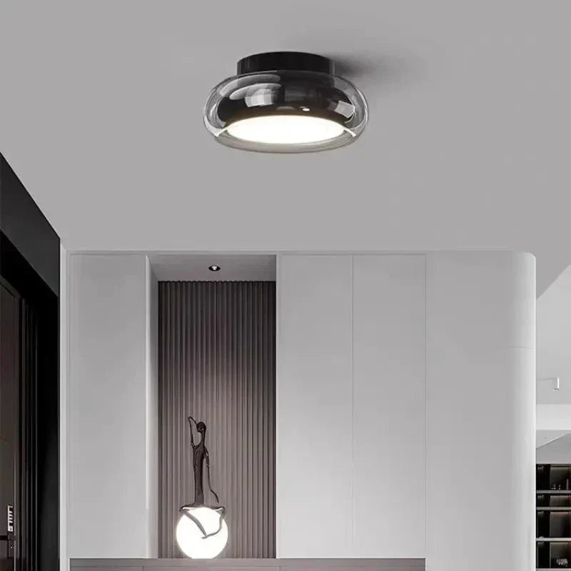 Vintage Style Ceiling Light With Glass Shade And Flush Mount