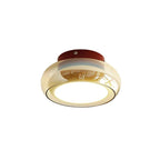 Vintage Style Ceiling Light With Glass Shade And Flush Mount