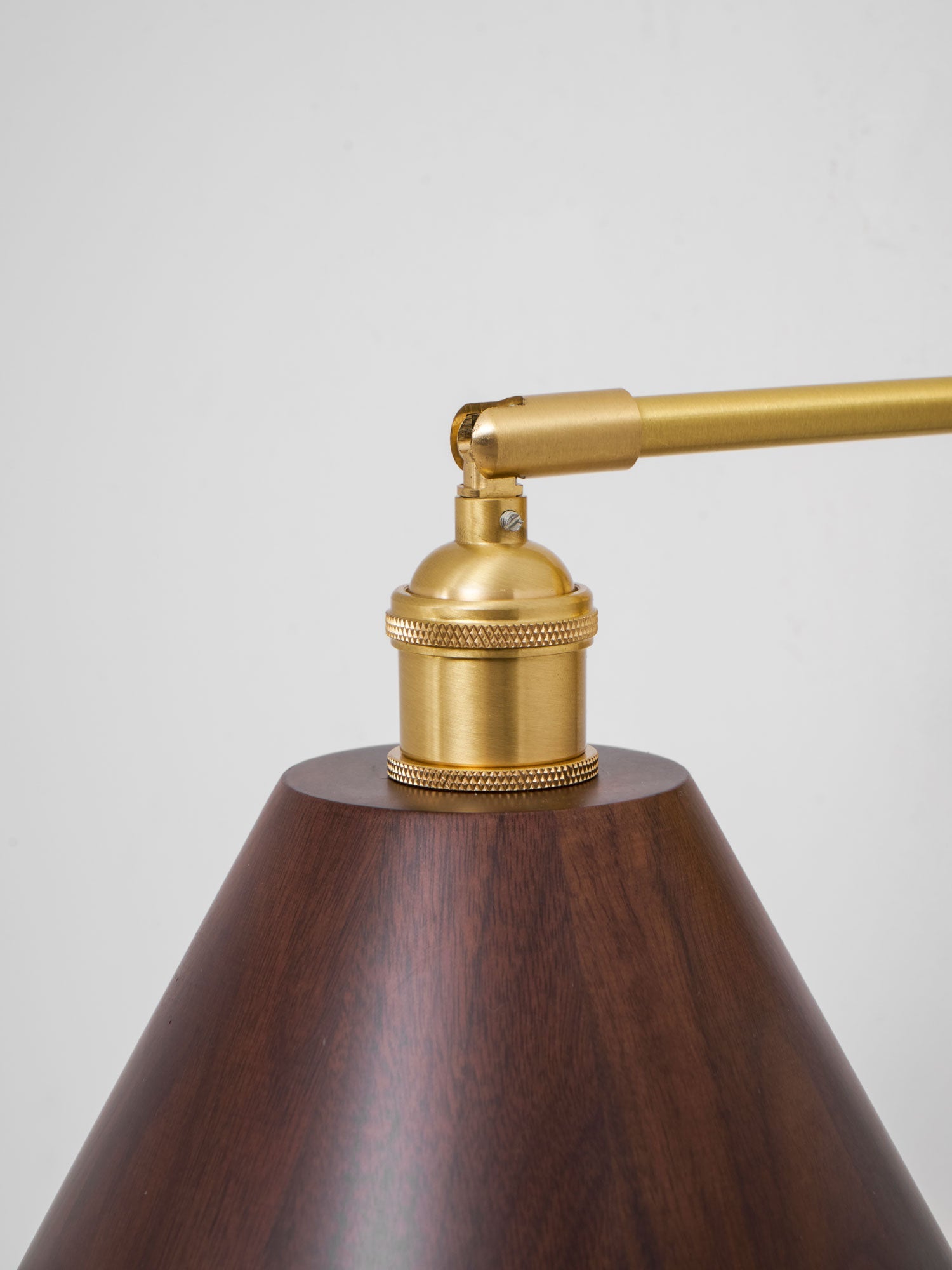 Wall Sconce, Solid Walnut Shade, Brass Plug-In, E27 Dimmable