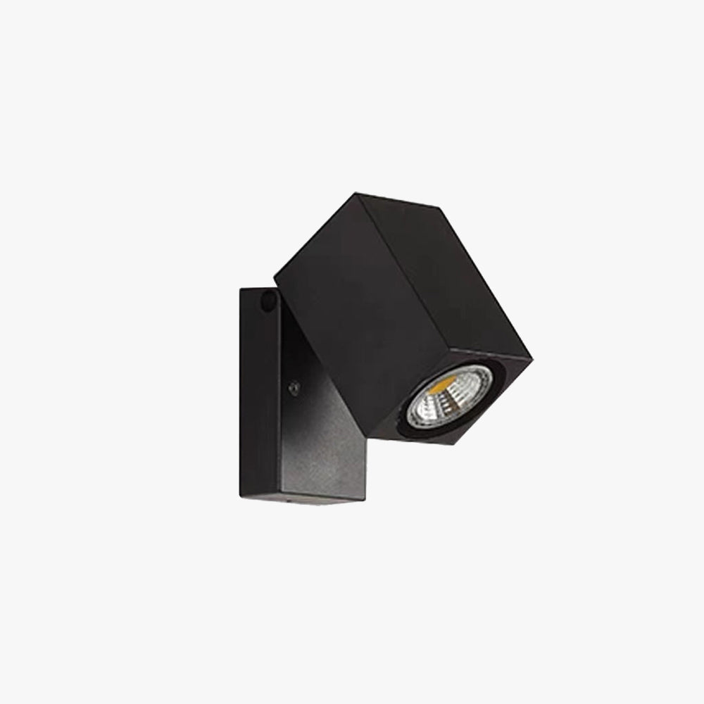 Udendørs vægspotlight, roterbar sort metal- og akryl LED-armatur