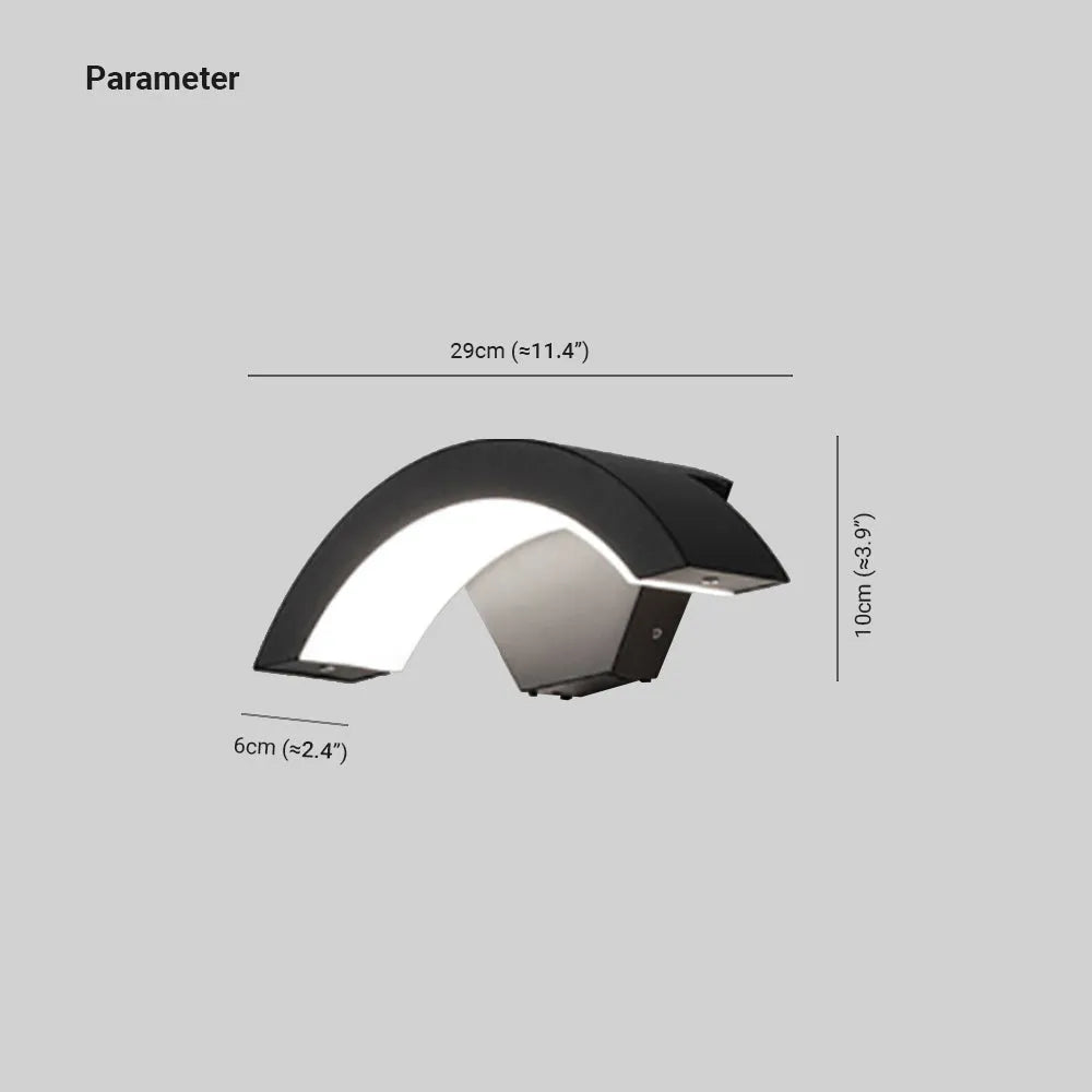 Elvon Arc vegglampe, nordisk stil vanntett LED, svart med bevegelsessensor