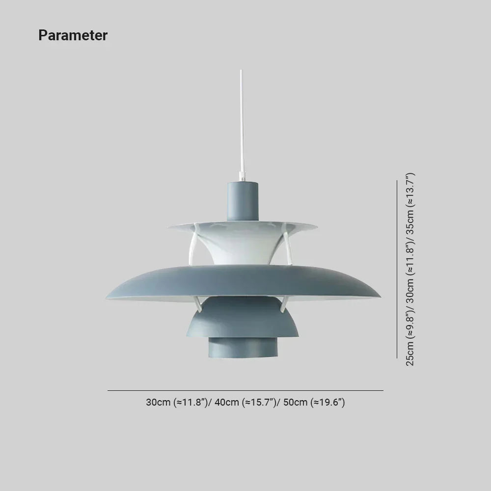 Multicolor Pendant Light With LED Glow, Tiered-Shade Retro Ceiling Lamp